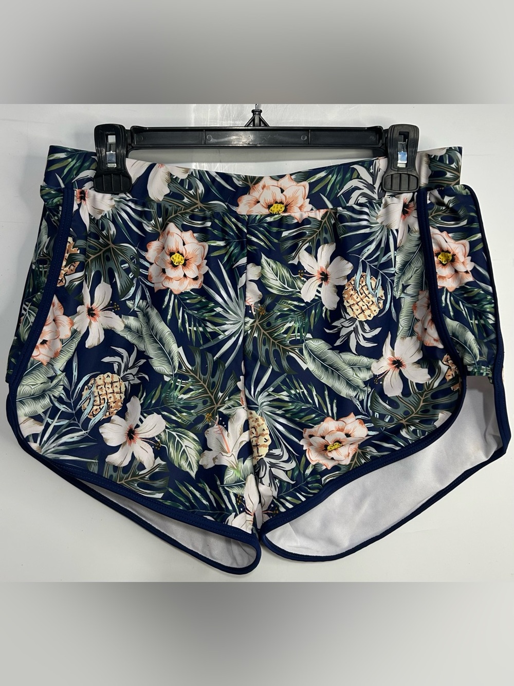 Navy Floral Tropical Swim Shorts - Women's Bikini Bottom